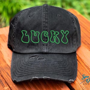 Lucky Hat | Distressed Baseball Cap OR Ponytail Hat | St. Patrick&#39;s Day Hat | St. Patty&#39;s Day Accessories