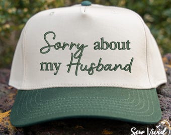 Gorra "Lo siento por mi marido" / Gorra de 5 paneles bicolor / Gorra snapback moderna / Regalo sarcástico para esposa / Gorra de camionero divertida para mujer
