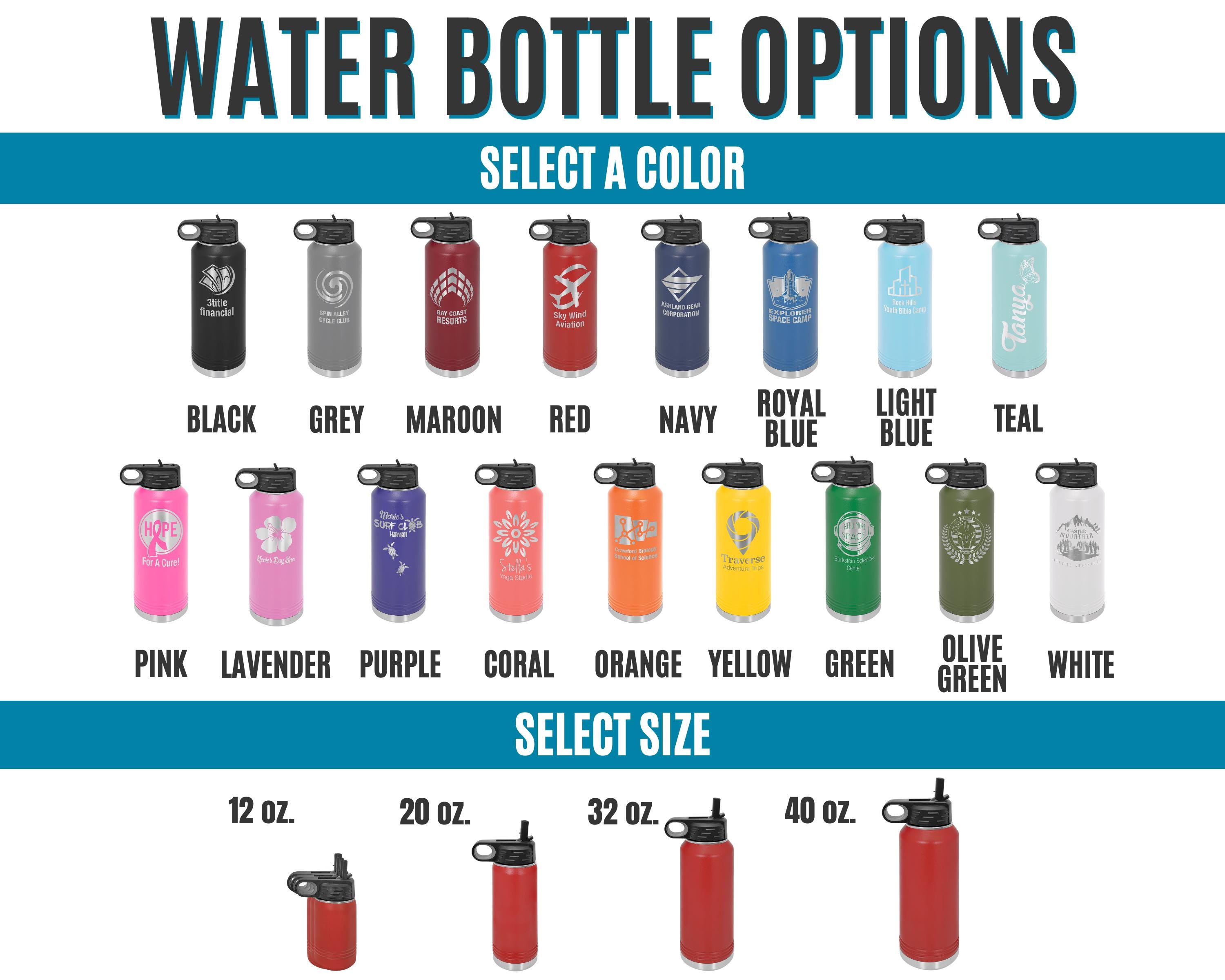 Custom Logo Laser Engraved Water Bottle | Add Your Custom Logo | Powder ...