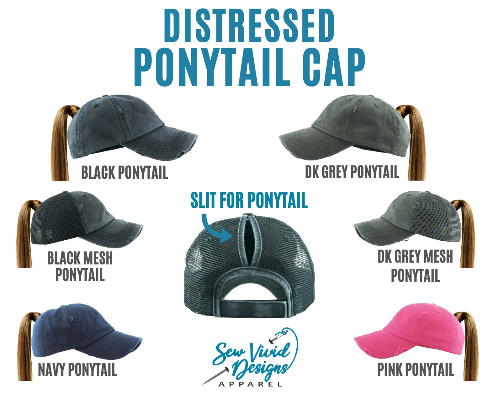 CC Distressed Ponytail Baseball Cap