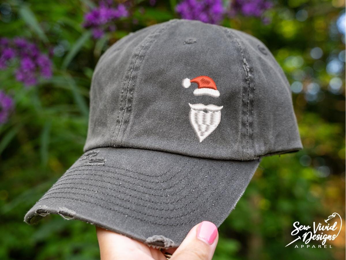 Santa Hat | Distressed Baseball Cap OR Ponytail Hat | Santa  display picture 2