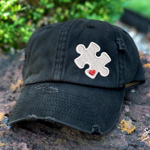 Autism Awareness Hat | Distressed Baseball Cap OR Ponytail Hat | Autism Puzzle Piece Cap | Autism Mom Gift | Custom Autism Gifts