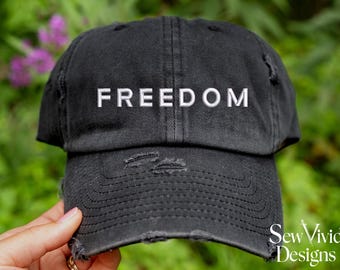 FREEDOM Hat | Distressed Baseball Cap OR Ponytail Hat | American Pride | Patriotic In Memory of Charlie | Freedom Democracy Truth Hat