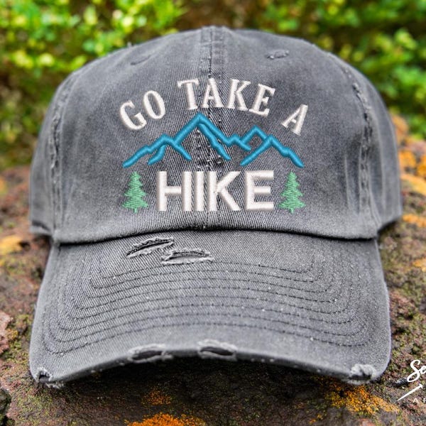Go Take a Hike Hat | Distressed Baseball, Ponytail or Trucker Hat | Adventure Hat | Camping Hat | Hiking Hat | Outdoor Hat