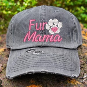 Fur Mama Custom Trucker Hat for Women, Custom Baseball Cap for Dog Mama, Fur Mama Custom Embroidered Hat, Paw Print Ponytail Hat