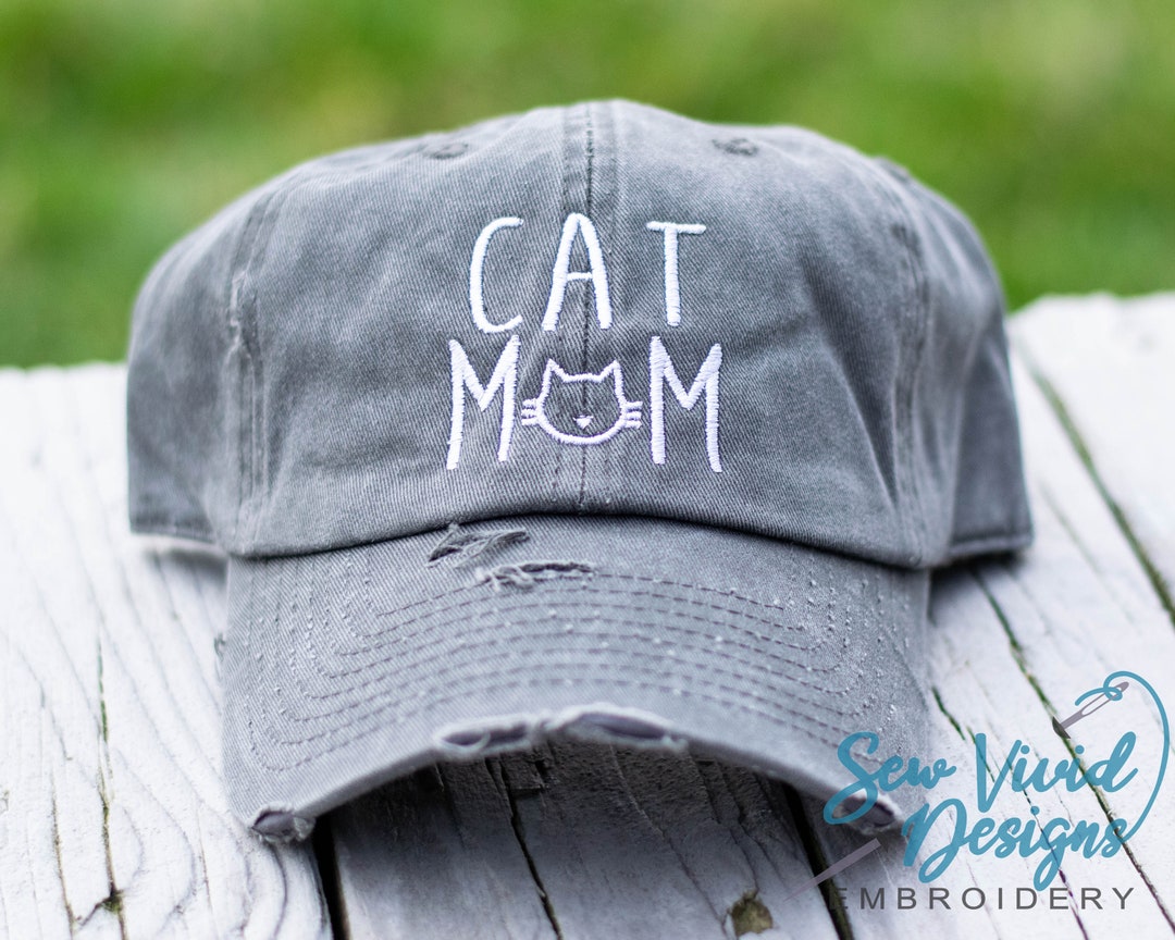 Cat Mom Dad Vintage Baseball Cap - Adjustable Denim Trucker Hat For Men & Women - View #3