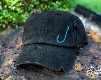 Embroidered Fish Hook Hat, Women's Pigment-dyed Cap, Fishing Lifestyle  Baseball Hat With Fashion Undervisor - Etsy