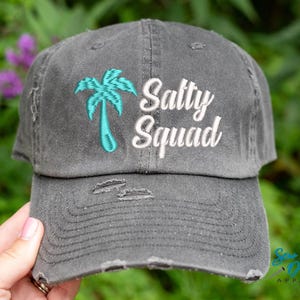 Salty Squad Hat | Women&#39;s Beach Baseball Cap OR Ponytail Hat | Girls Trip Hats | Bachelorette Party Hats | BFF Gift | Best Friend Gift