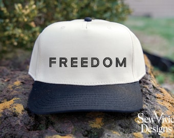 FREEDOM Two Tone Hat | 5 Panel Two Tone Embroidered Hat | Snapback Trucker | American Pride | Patriotic In Memory of Charlie