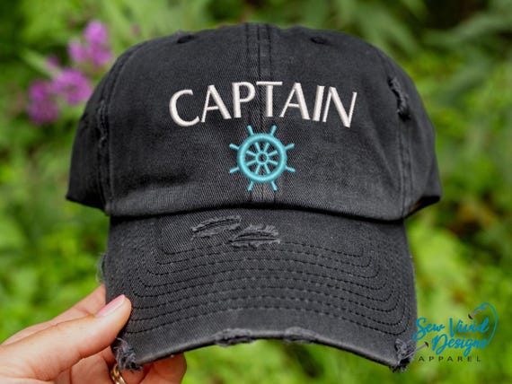 Captain Hat | First Mate OR Crew | Distressed Baseball Cap OR Ponytail Hat  | Boat Hat | Custom Boating Hat | Boat Life | Lake Life