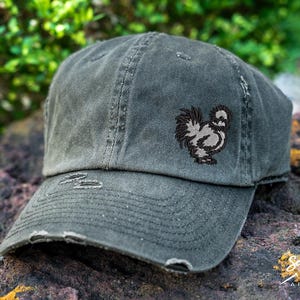 Silkie Chicken Hat | Distressed Baseball Cap OR Ponytail Hat | Silkie Hat | Silkie Chicken Birthday Gift | Chicken Lover | Chicken Gifts