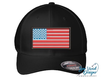 American Flag Hat | USA Flexfit Hat | Patriotic Hats | USA Flag | America Red White and Blue | US Flag Hat | United States of America