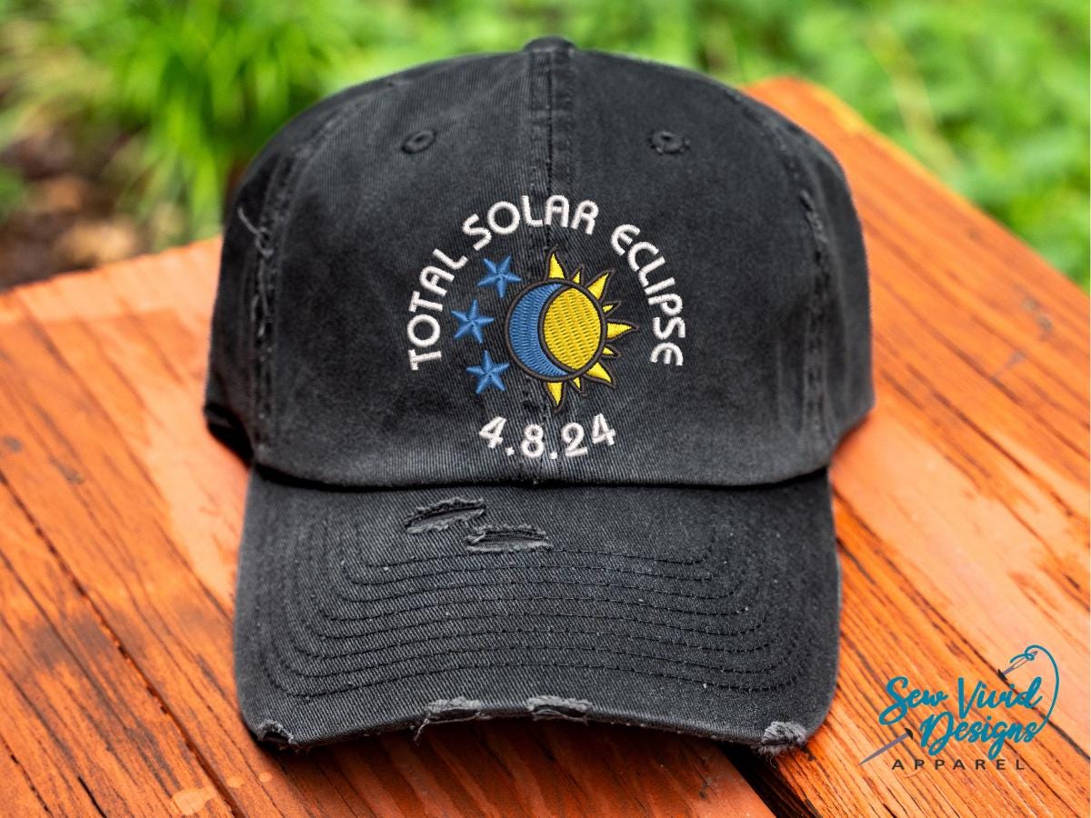 Total Solar Eclipse Hat | DISTRESSED Baseball Cap OR Ponytail Hat 