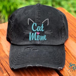 Cat Mom Hat | Distressed Baseball Cap OR Ponytail Hat | Cat Mom Gift | Cat Lover Gift | Crazy Cat Lady | Fur Mom | Cat Mama | Kitty Mom
