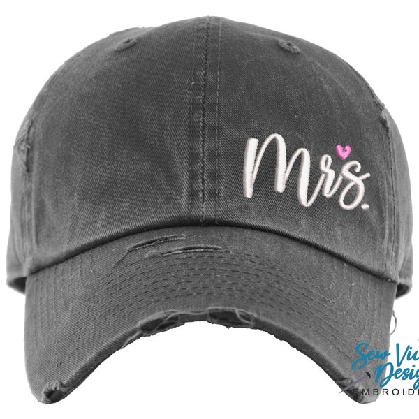 Mrs. Hat (Offset) | Distressed Baseball Cap OR Ponytail Hat | Engagement Gifts | Honeymoon Hat | Wifey Gift | Wedding Gift | Gift for Bride