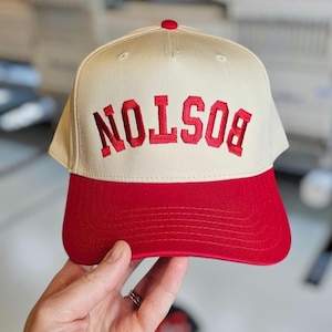 Custom Upside Down Text Hat 3D Puff Text | 5 Panel Two Tone Embroidered Hat | Snapback Trendy Hat, Rally Baseball Cap, Personalized Hat Game image 3
