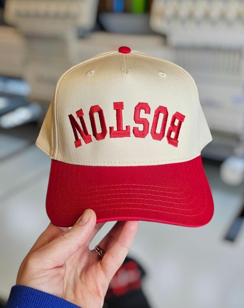 Custom Upside Down Text Hat 3D Puff Text | 5 Panel Two Tone Embroidered Hat | Snapback Trendy Hat, Rally Baseball Cap, Personalized Hat Game image 3
