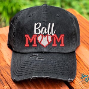 Ball Mom Hat | Distressed Baseball Cap OR Ponytail Hat | Custom Colors | Baseball Mom Hat | Sports Mom Hats | Baseball Mama Ball Cap
