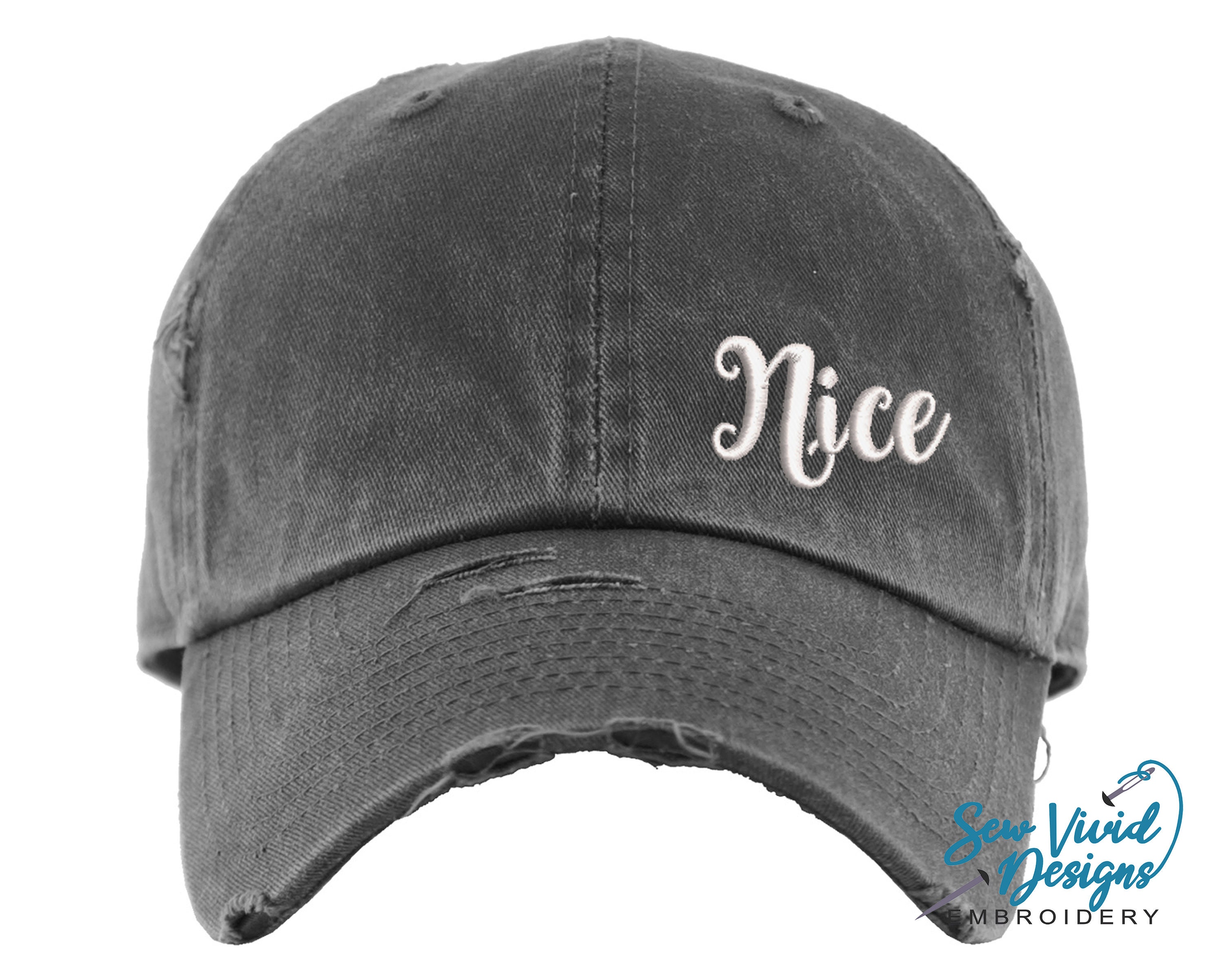 Nice Hat offset Distressed Baseball Cap OR Ponytail Hat Funny