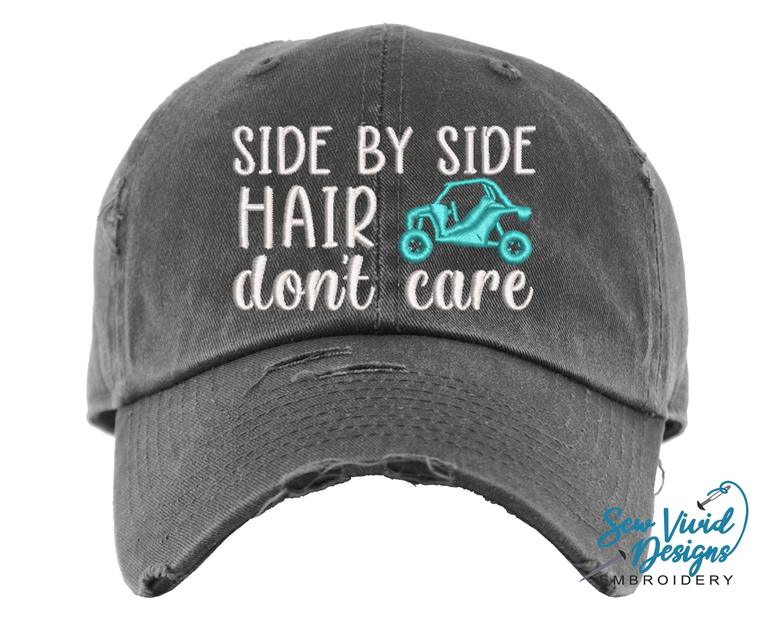 Side by Side Hair Don't Care Hat Distressed Baseball Cap - Etsy