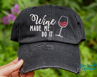 Embroidered Wine Glass Baseball Cap: Women display picture 1
