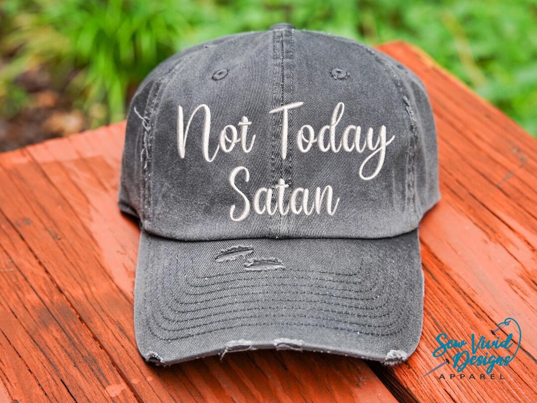 Not Today Satan Hat | Distressed Baseball Cap OR Ponytail  display picture 3