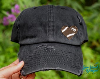 Embroidered Football Heart Hat: Women display picture 1