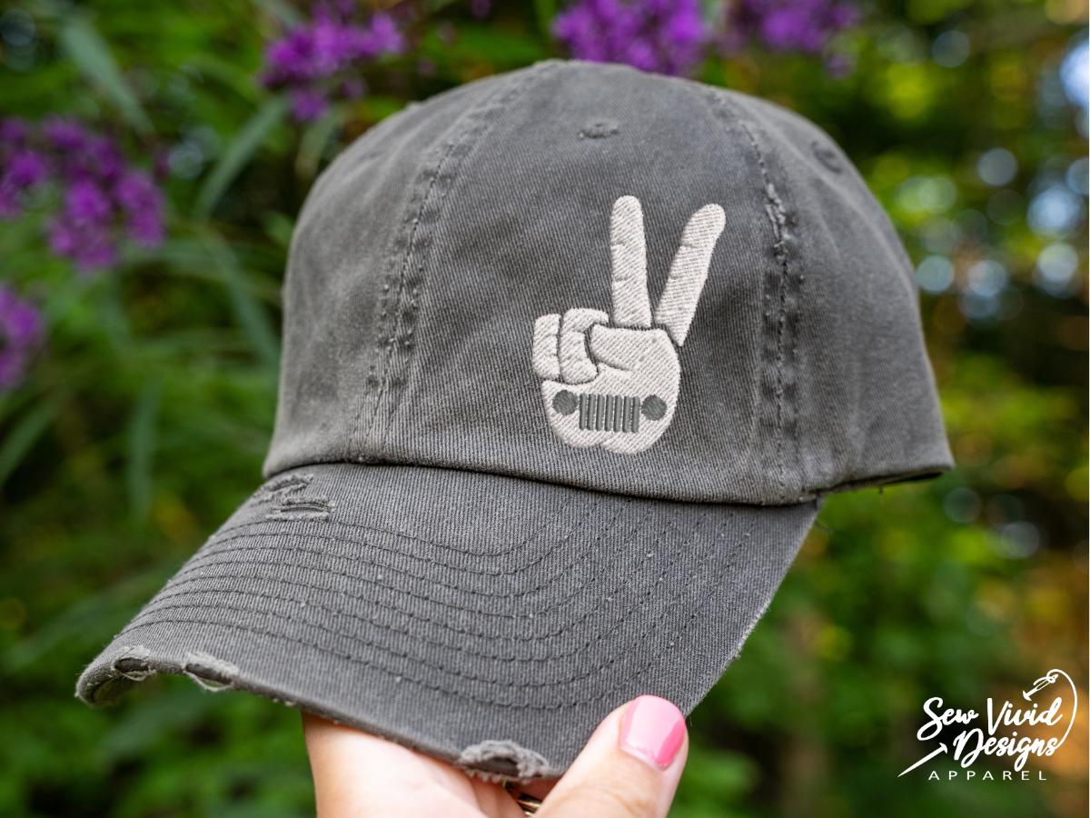 New Custom Designed White Distressed Baseball Hat with Floral Peace Sign Embroidered Floral Peace Sign Distressed Baseball Hat - Etsy main image 3