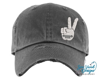The Wave Hat | Distressed Baseball Cap OR Ponytail Hat | Wave with Grille Embroidered