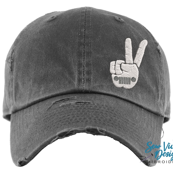 The Wave Hat | Distressed Baseball Cap OR Ponytail Hat | Wave with Grille Embroidered
