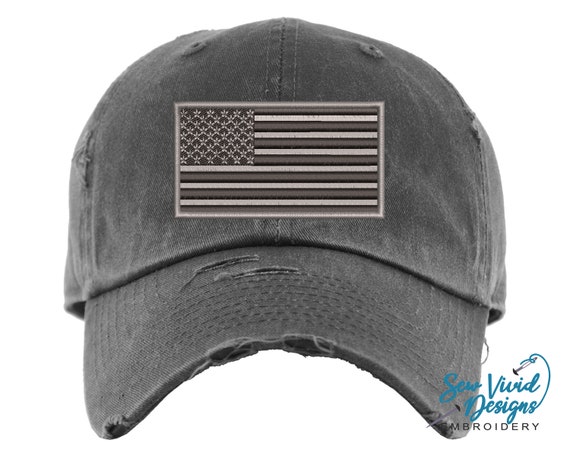 Grey Military American Flag Hat Distressed Baseball Cap OR Ponytail Hat  Military Flag Hat Stars and Stripes 'merica -  Canada