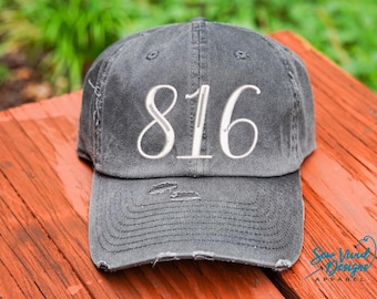 Custom Area Code Hat - Custom Zip Code Baseball Cap - Ponytail OR Baseball Cap Options  - Custom Embroidered Hat - Personalized Hat