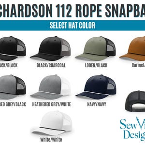 Custom Text Upside Down Hat | Embroidered Trucker Hat | Snapback 112 Rope Hat | 5 Panel | Make Your Own Personalized Hat | Rally Cap image 5