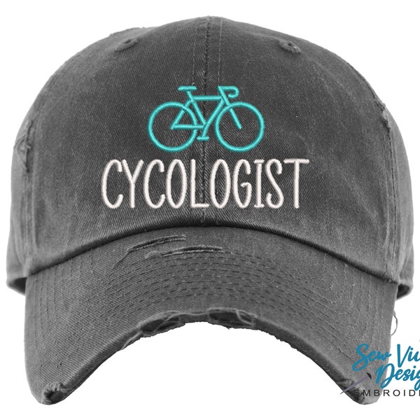 Cycologist Hat | Distressed Baseball Cap OR Ponytail Hat | Cycling Hat | Bicycle Hat | Cyclist Gift | Gift for Cyclist | Bike Hair