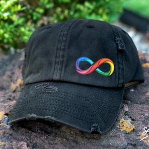 Autism Awareness Rainbow Infinity Hat | DISTRESSED Baseball Cap OR Ponytail Hat | Autism Mom Gift | Custom Autism Gifts