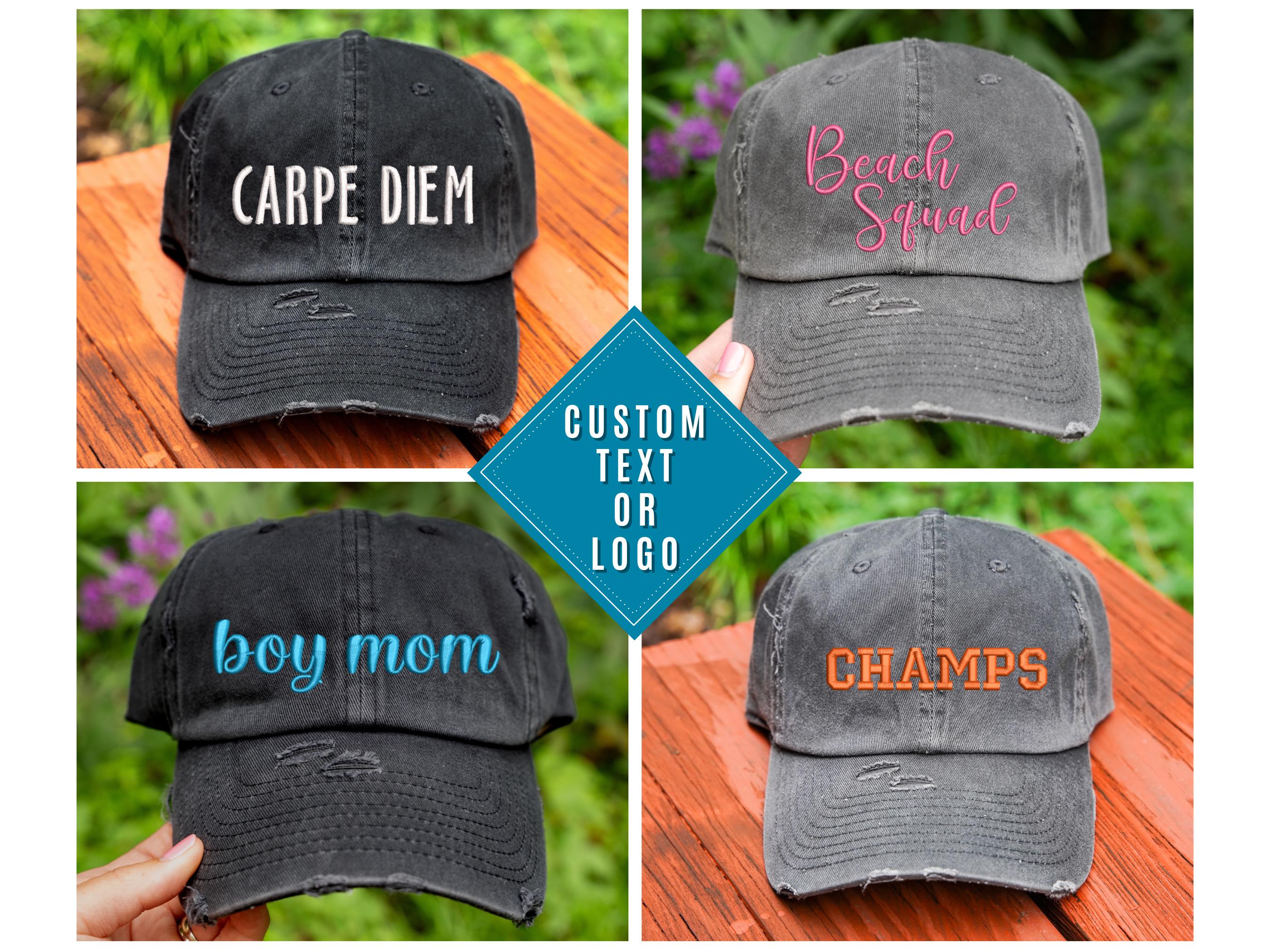 Custom Hat | DISTRESSED Baseball Cap OR Ponytail Hat 