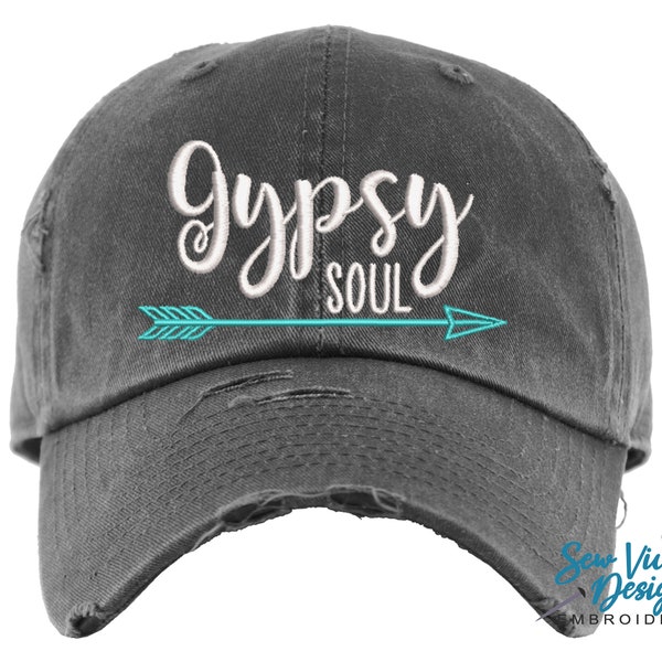 Gypsy Soul Hat | Distressed Baseball Cap OR Ponytail Hat |  | Hippie Ballcap | Festival Hat | Boho Chic | Bohemian Free Spirit | Women's