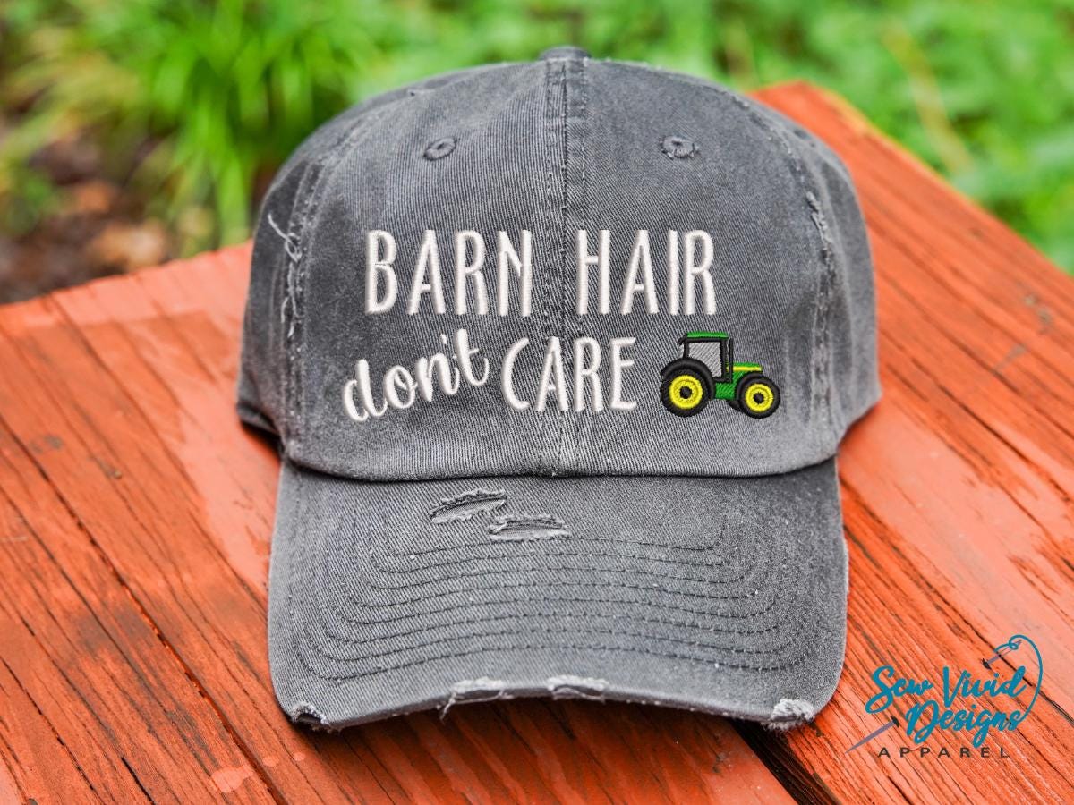 Barn Hair Don\'t Care Baseball Cap - Embroidered Distressed Trucker Hat for Personalized Barn Hats Barn hair dont care Personalize TEAL  main image 3