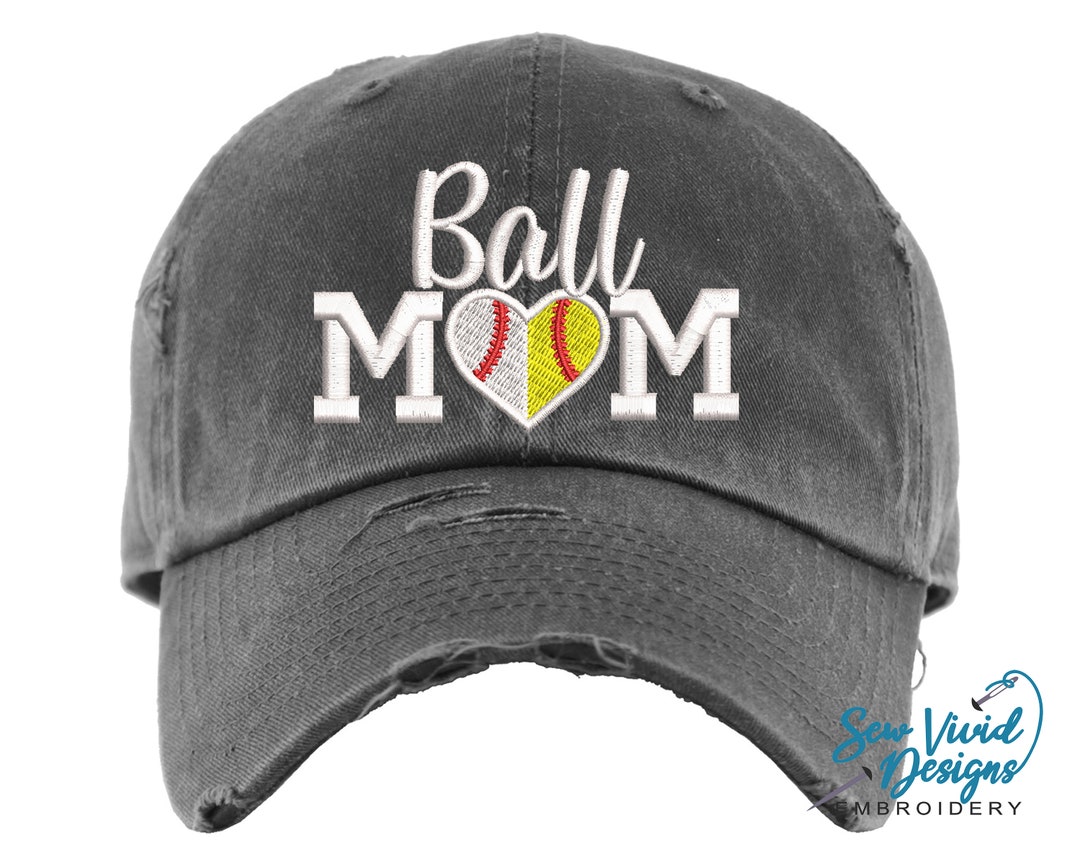 Ball Mom Hat Distressed Baseball Cap OR Ponytail Hat Custom Colors