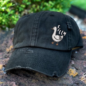 Silly Goose Hat | Distressed Baseball Cap OR Ponytail Hat | Vintage Dad Hat | Hats for Women | Funny Hats for Gifts