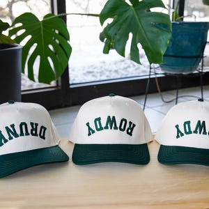 Custom Upside Down Text Hat 3D Puff Text | 5 Panel Two Tone Embroidered Hat | Snapback Trendy Hat, Rally Baseball Cap, Personalized Hat Game image 5
