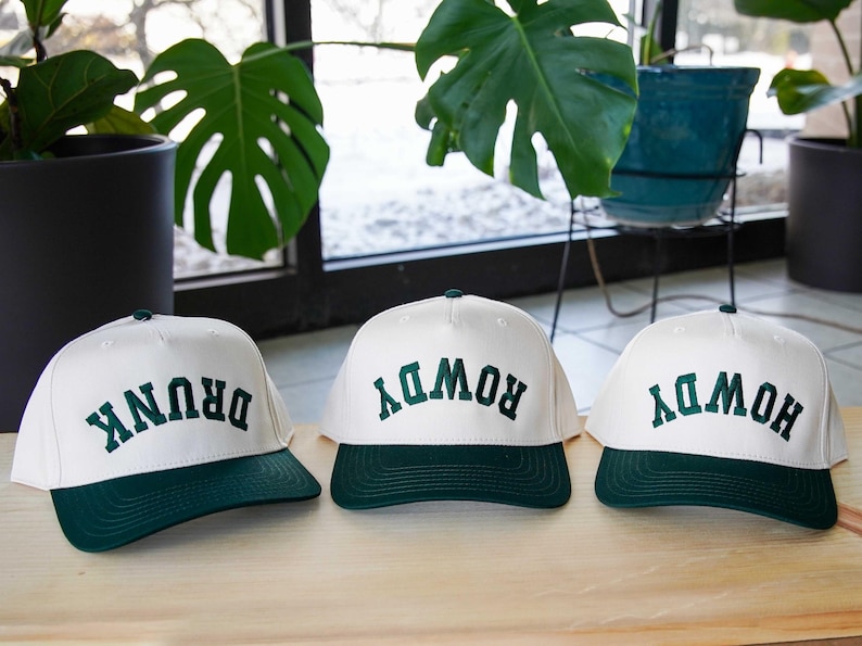 Custom Upside Down Text Hat 3D Puff Text | 5 Panel Two Tone Embroidered Hat | Snapback Trendy Hat, Rally Baseball Cap, Personalized Hat Game image 5