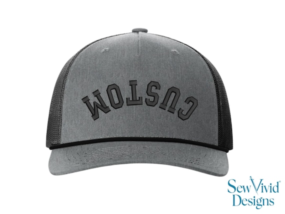 Custom Text Upside Down Hat | Embroidered Trucker Hat | Snapback 112 Rope Hat | 5 Panel | Make Your Own Personalized Hat | Rally Cap