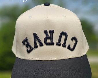 Custom Upside Down Text Hat 3D Puff Text | 5 Panel Two Tone Embroidered Hat | Snapback Trendy Hat, Rally Baseball Cap, Personalized Hat Game