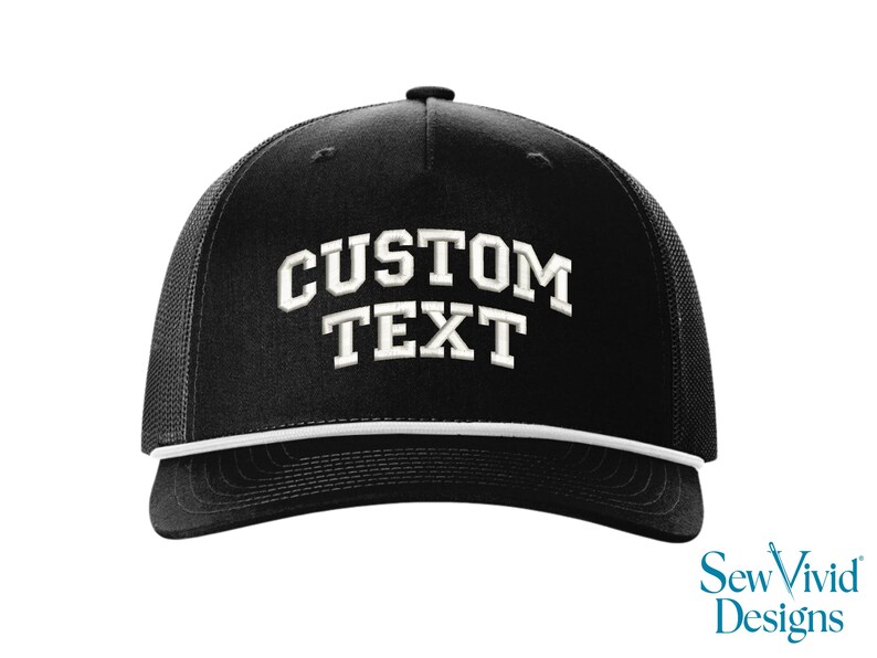 Custom Text Arched Hat | Embroidered Trucker Hat | Snapback 112 Rope ...