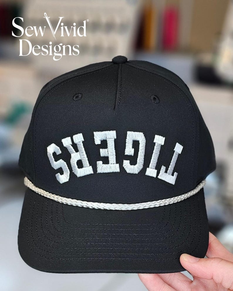 Gorra con texto personalizado al revés / Gorra de camionero bordada / Gorra snapback 258 con cuerda / 5 paneles / Crea tu propia gorra personalizada / Gorras con cuerda personalizadas Black