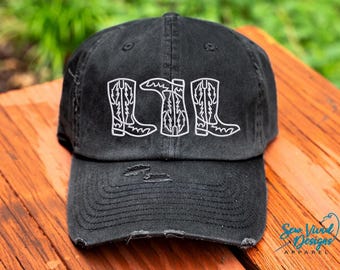 Cowboy Boots Hat | Distressed Baseball Cap OR Ponytail Hat | Hats for Women | Cowgirl | Western | Gifts for Cowgirls