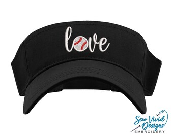 Baseball Love Visor | Custom Embroidered Sun Visor | Baseball Fan | Baseball Mom Hat | Game Day Hat | Visor Hat | Summer Sports Hat