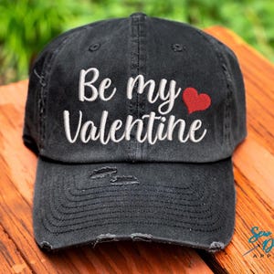 Be My Valentine Hat | Distressed Baseball Cap OR Ponytail Hat | Love | Valentines Day Gift | Heart Hat | Valentines Day Outfit