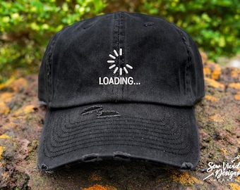 Loading... Hat | Distressed Baseball Cap OR Ponytail Hat | Vintage Dad Hat | Hats for Women | Funny Hats for Gifts